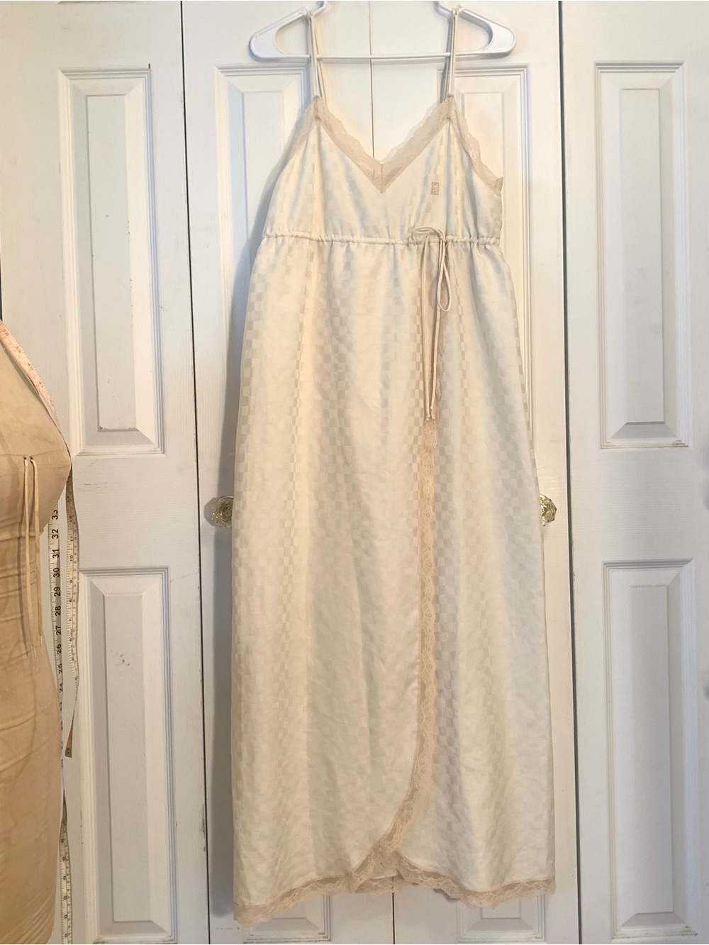 Vintage Givenchy Intimit Cream Lace-Trim Slip Gown